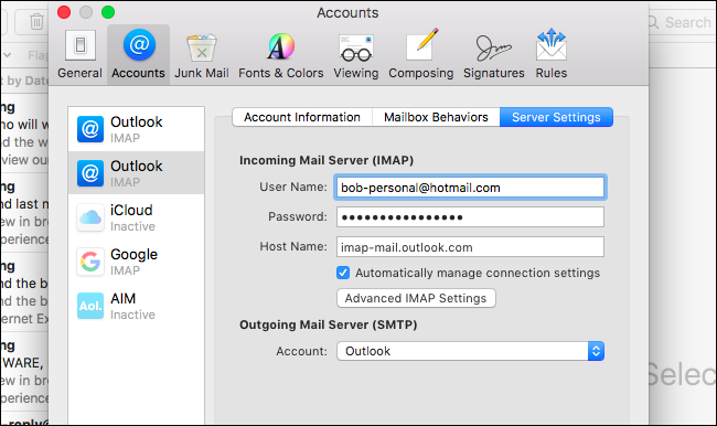 mac mail change passwords